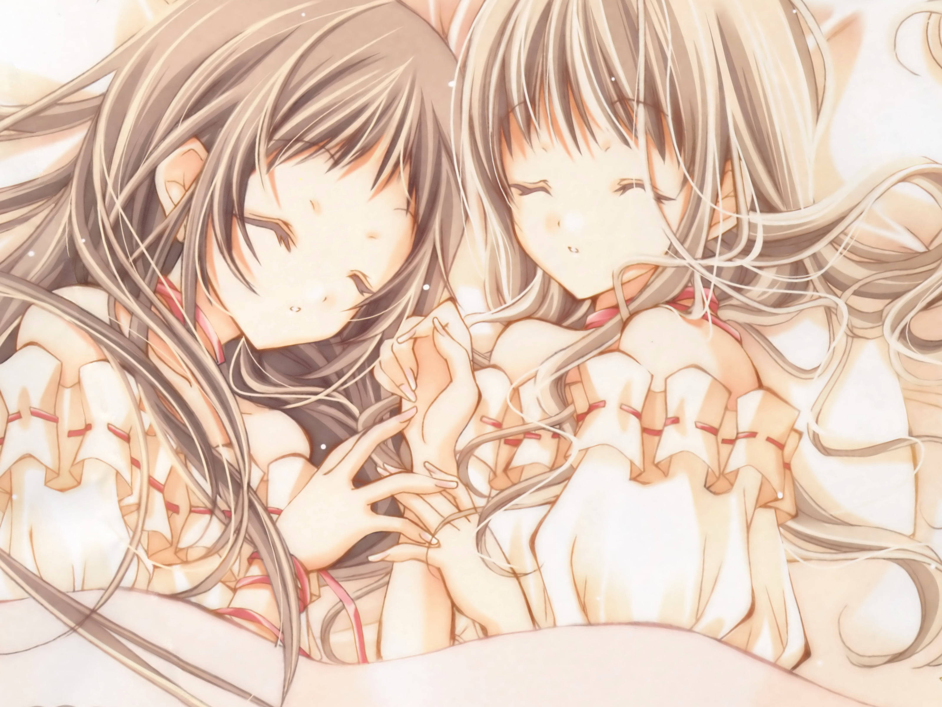 Isang matalik na sandali sa pagitan nina Maki at Hikari mula sa mundo ng Anime Wallpaper
