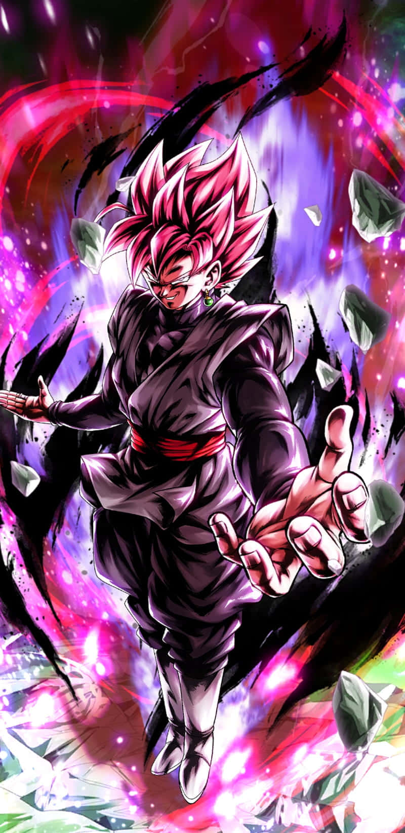 Isang matindi, makapangyarihang Goku Black na naglalabas ng kanyang matinding enerhiya Wallpaper