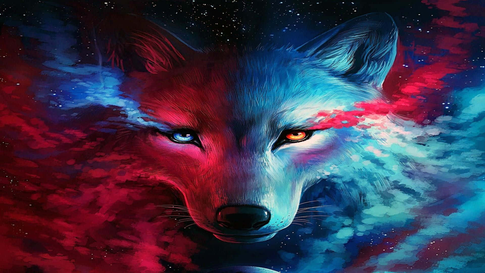 Isang misteryosong astig na lobo sa mapayapang gabi Wallpaper