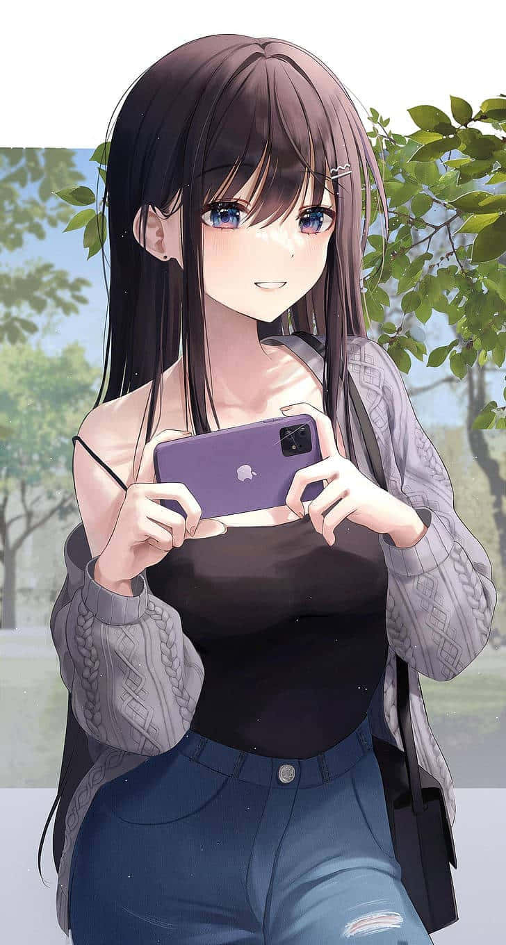 Isang Munting Anime na Babae ang Bumabati sa Mundo Wallpaper