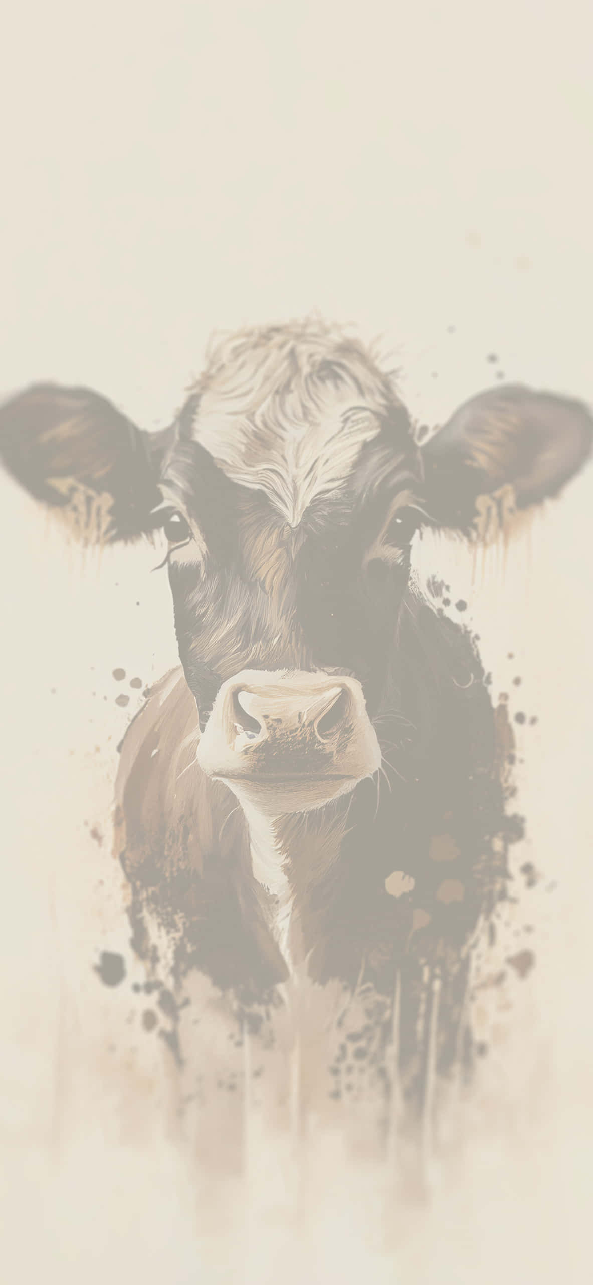 Isang nakakagandang Hereford na baka sa isang bukid ng wildflowers. Wallpaper