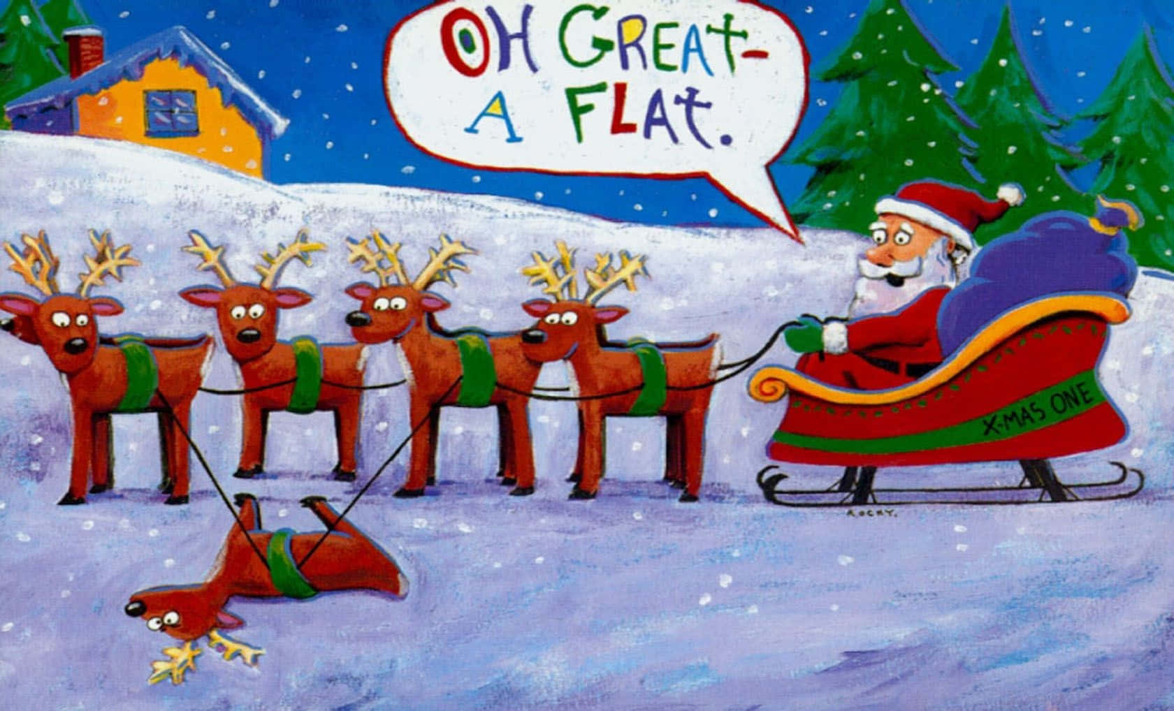 Isang nakakatawang pagbabago sa diwa ng Pasko – Si Santa Claus na nakasakay sa isang unicorn Wallpaper