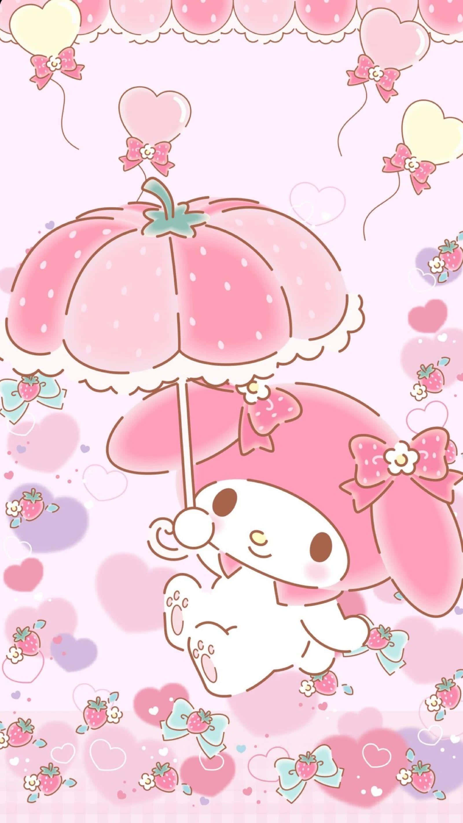 Isang Nakakatuwang Pagsabog ng Kagandahan: Kawaii Pink Background Wallpaper