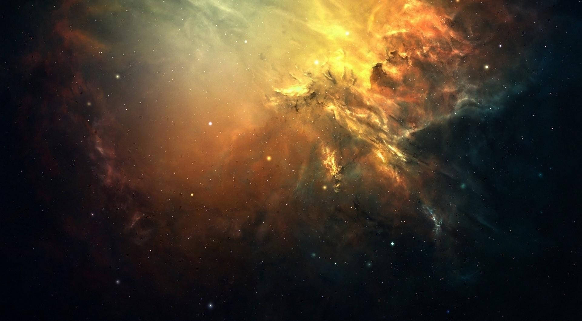 Isang Nakamamanghang Tanawin ng Nagliliyab na Cosmic Dust at Galaxy sa Outer Space Wallpaper