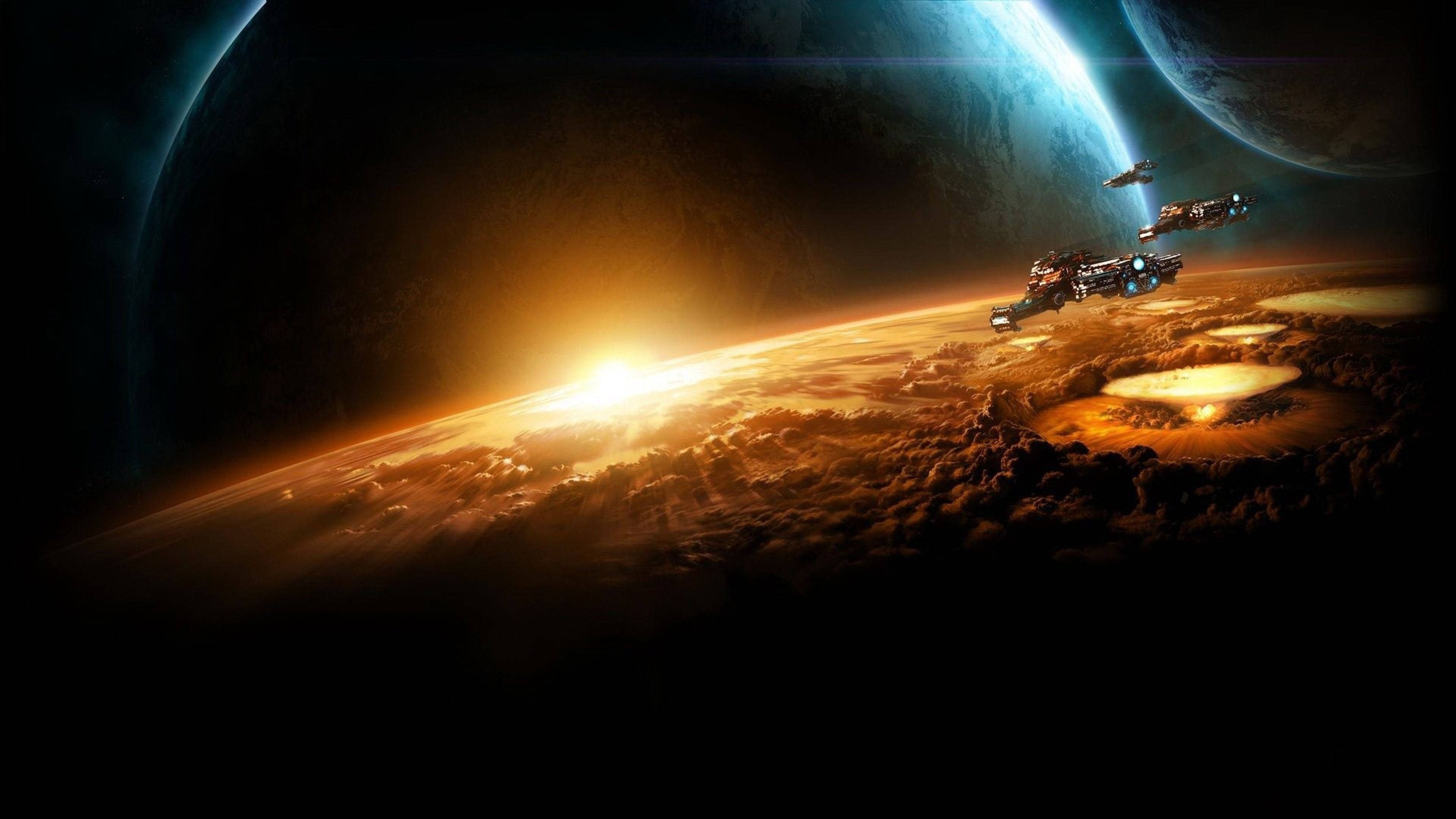 Isang Paglapag ng Isang StarcraftShip Wallpaper