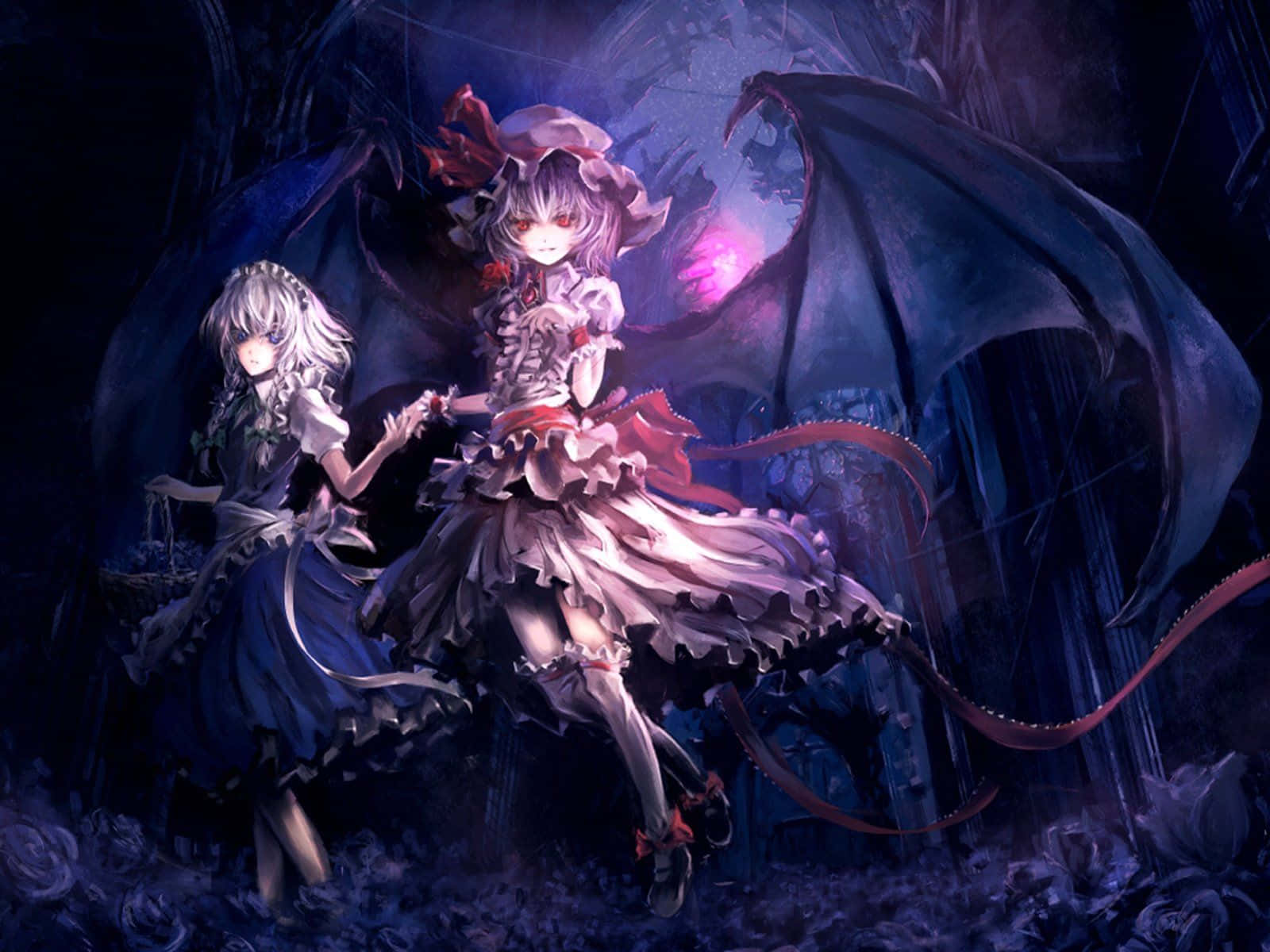 Isang panaginip, lila na anime background na may pahiwat ng surrealismo Wallpaper