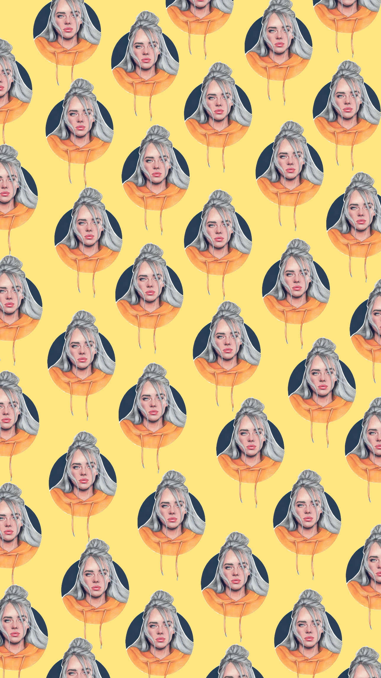 isang pattern ng isang babae na may dilaw na background Wallpaper