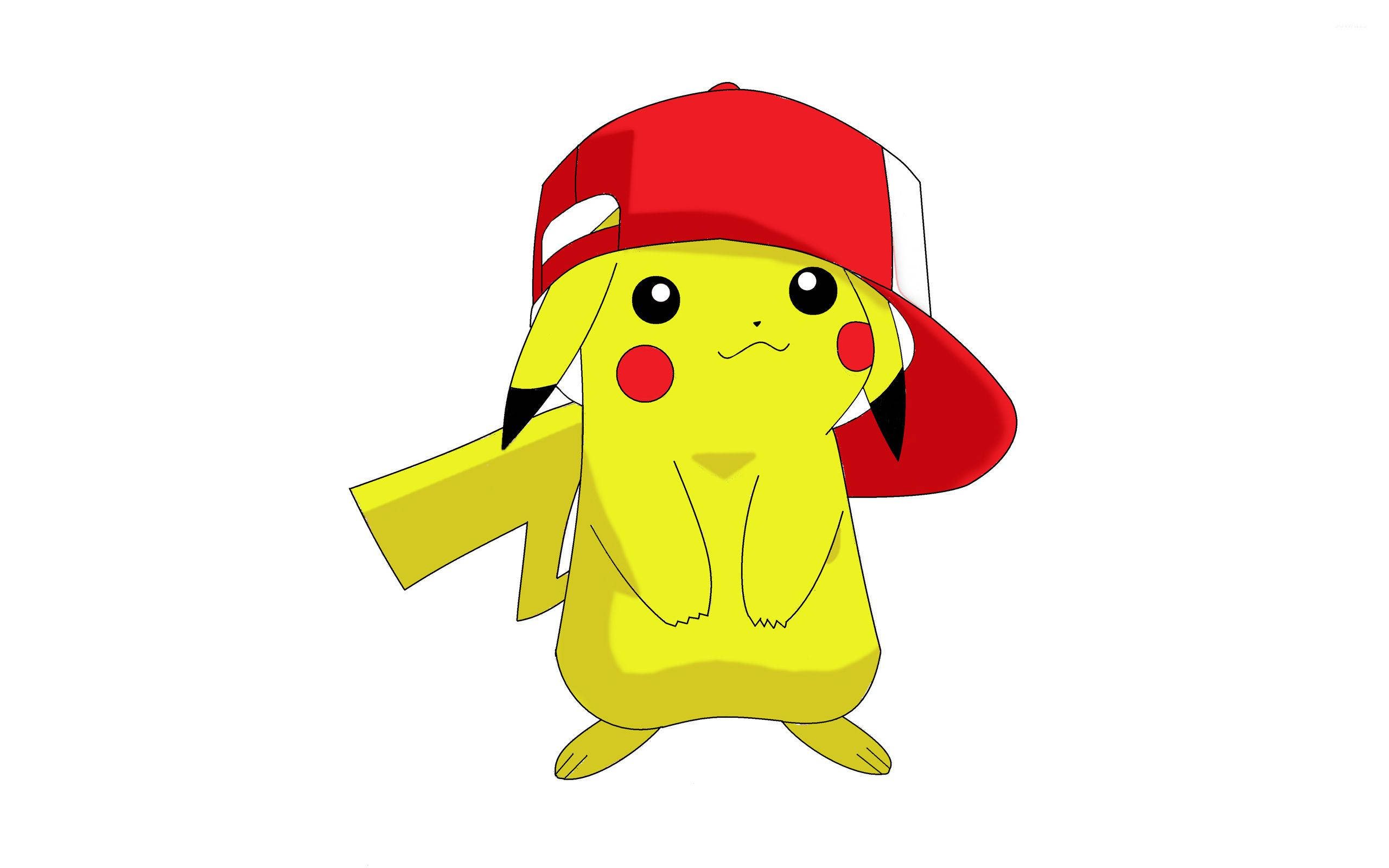 Isang Pikachu na Nakasuot ng Malaking Dilaw na Cap Wallpaper