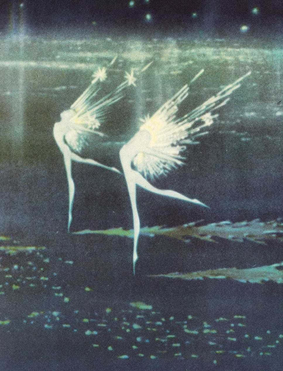 isang pintura ng dalawang pakpak ng diwata na lumilipad sa hangin Wallpaper