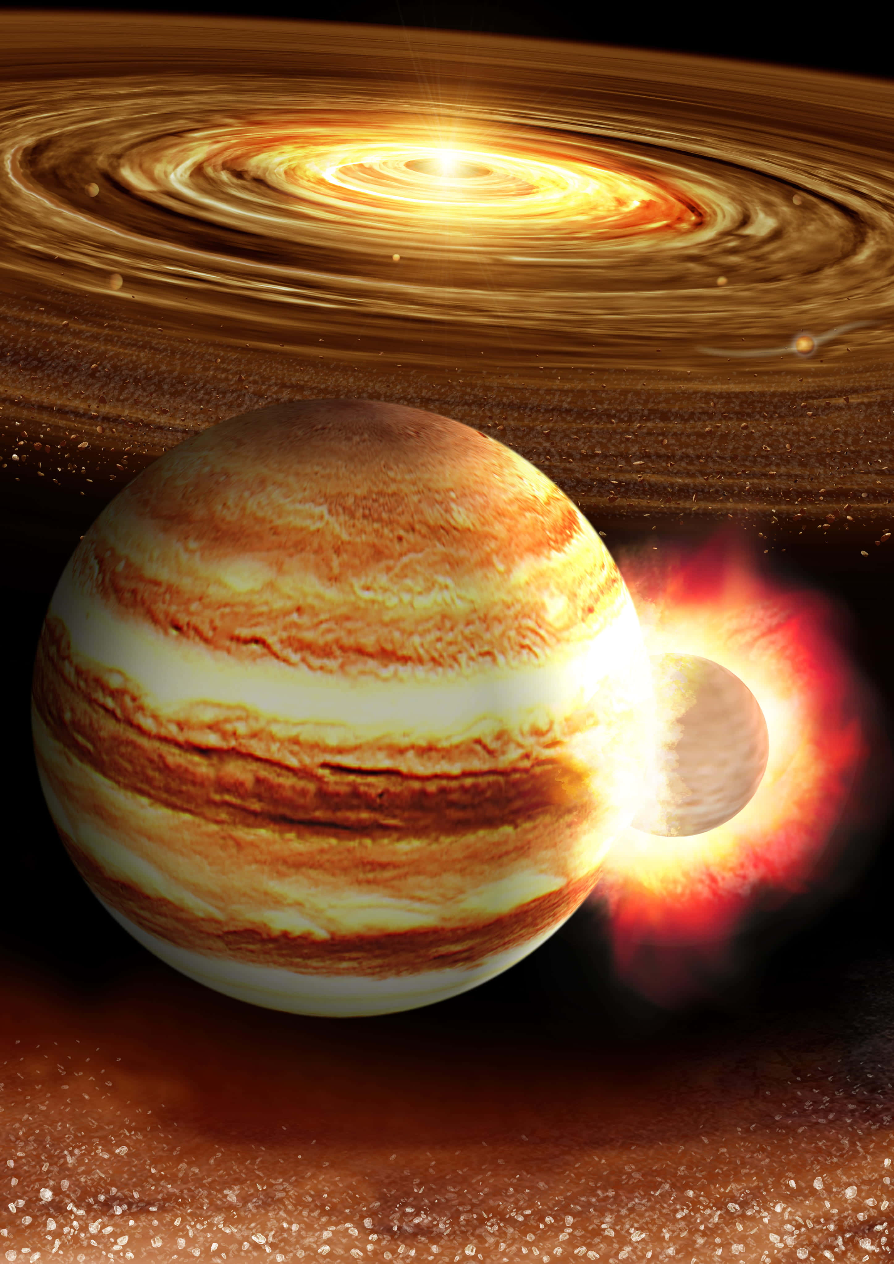 isang planeta ay tinatamaan ng isang meteor Wallpaper