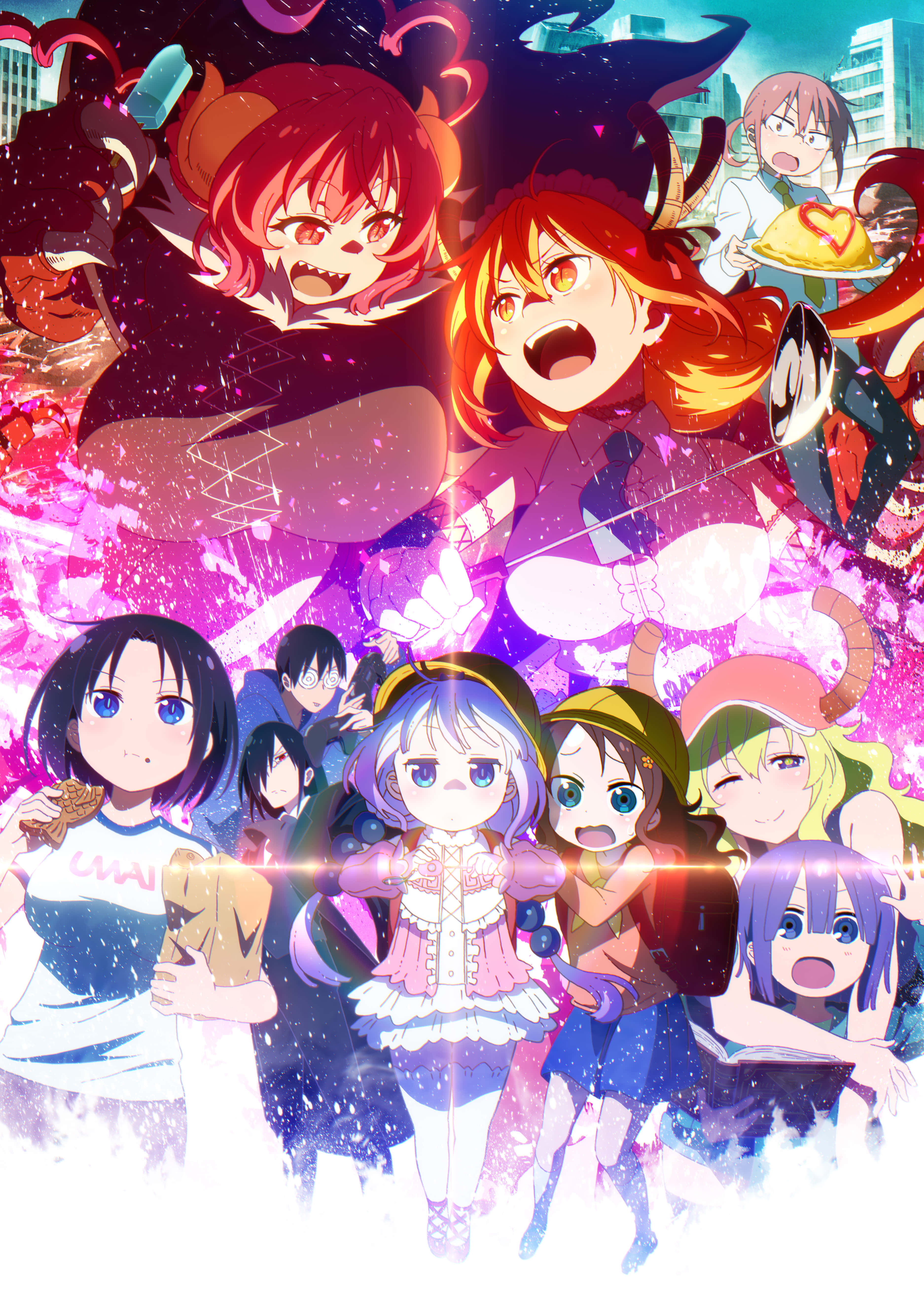 isang poster na may anime characters at isang grupo ng mga tao Wallpaper