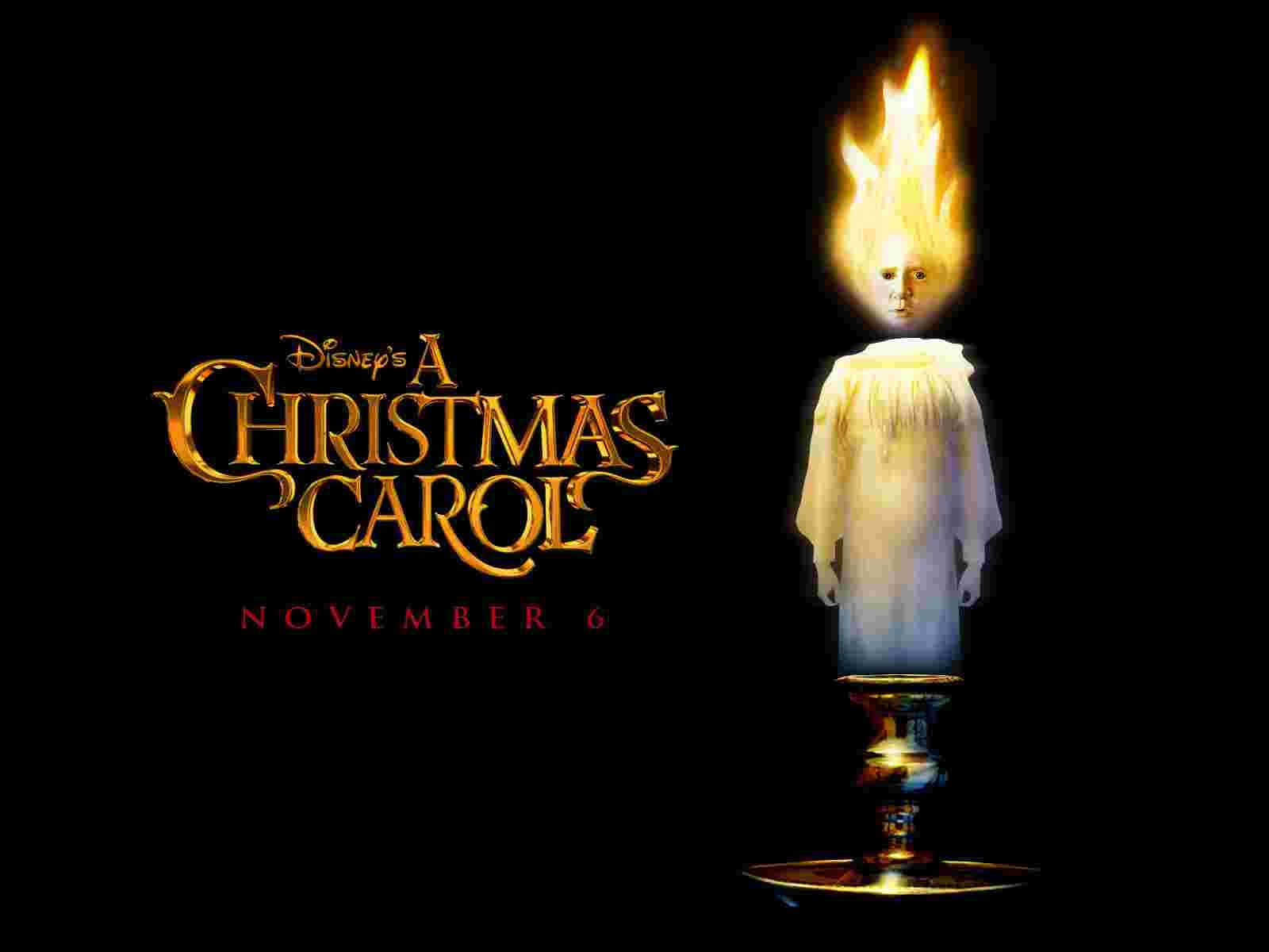 Isang poster ng A Christmas Carol na may kandila Wallpaper