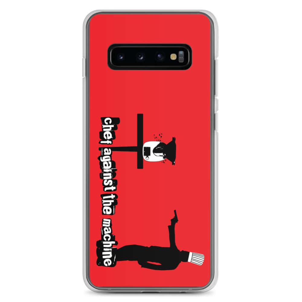 isang pulang case ng Samsung S10 na may lalaki at babae Wallpaper