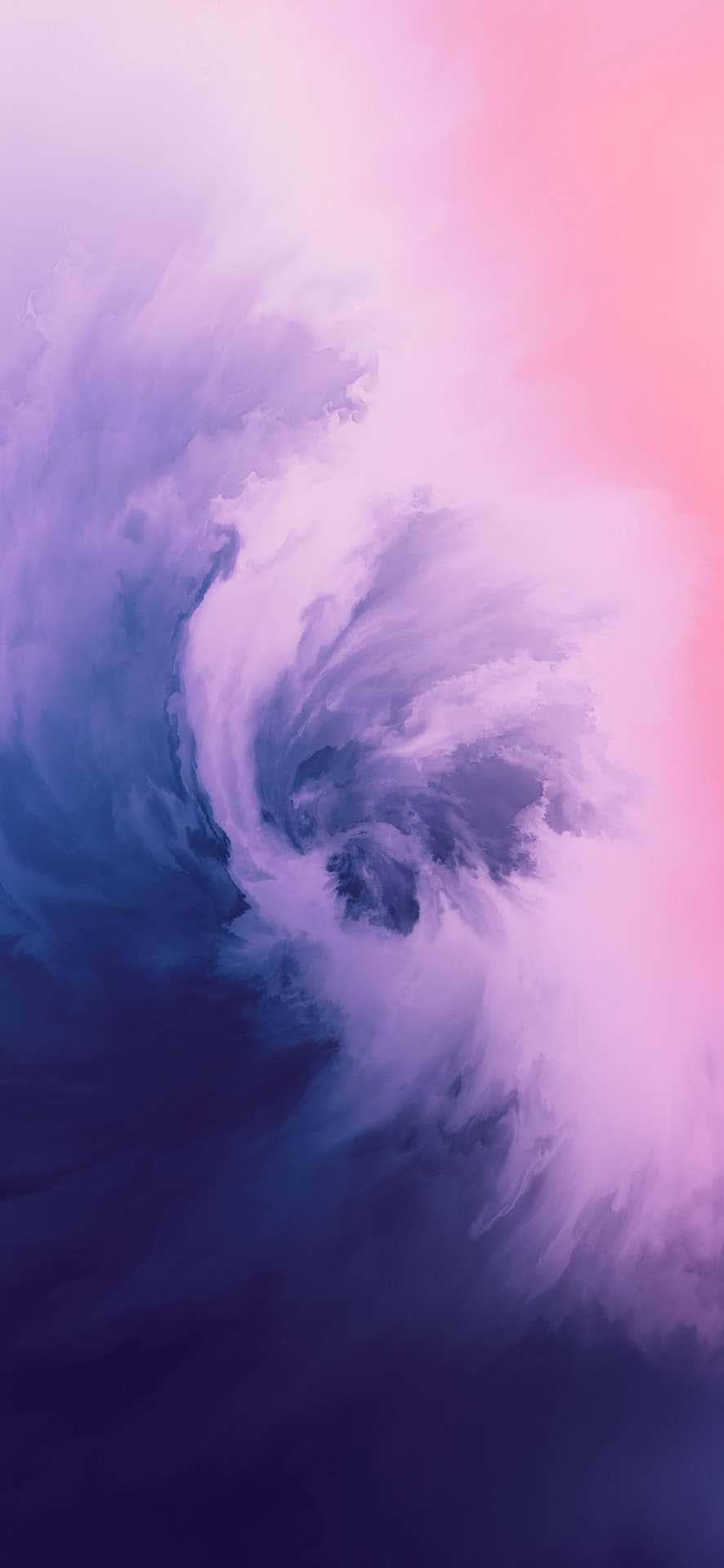 isang purple at pink abstract painting sa isang asul na background Wallpaper