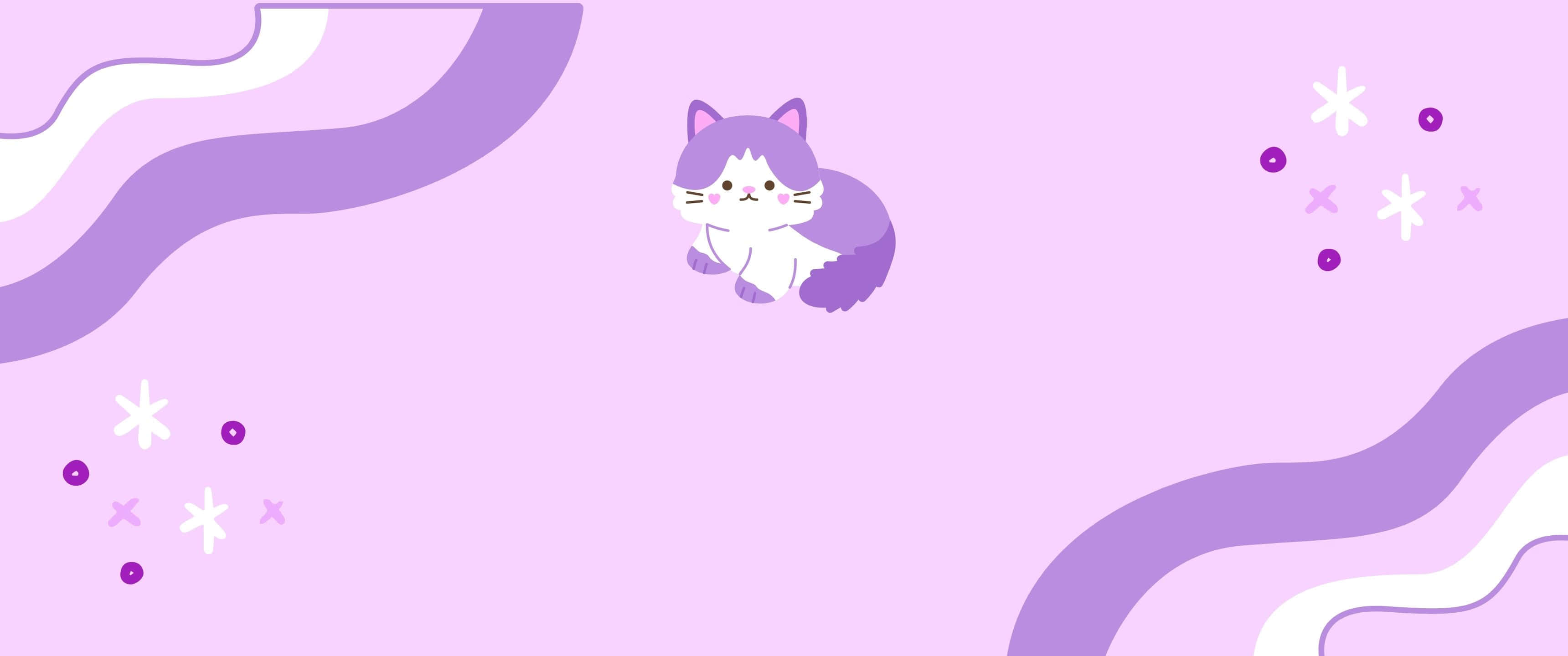 isang pusa ang nakatayo sa isang lilang background Wallpaper