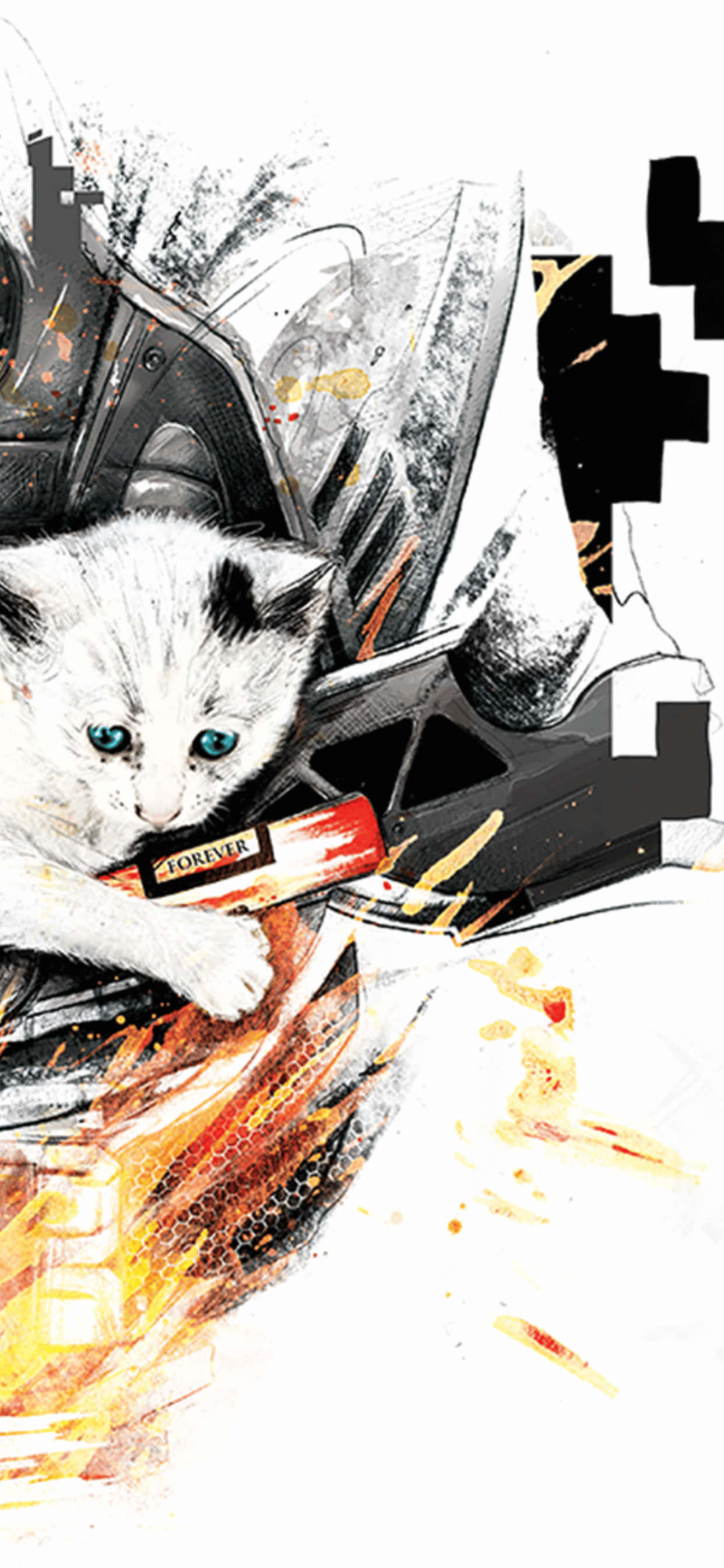 isang pusa ay nakaupo sa isang motorsiklo Wallpaper