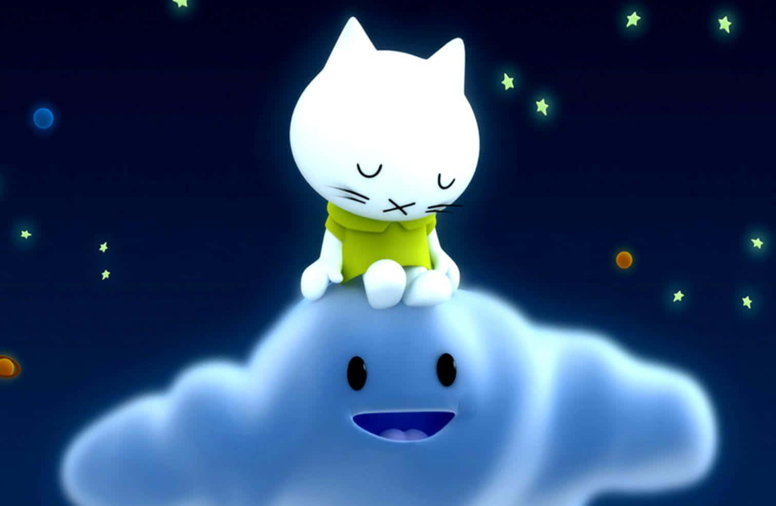 isang pusa na nakaupo sa ibabaw ng ulap Wallpaper