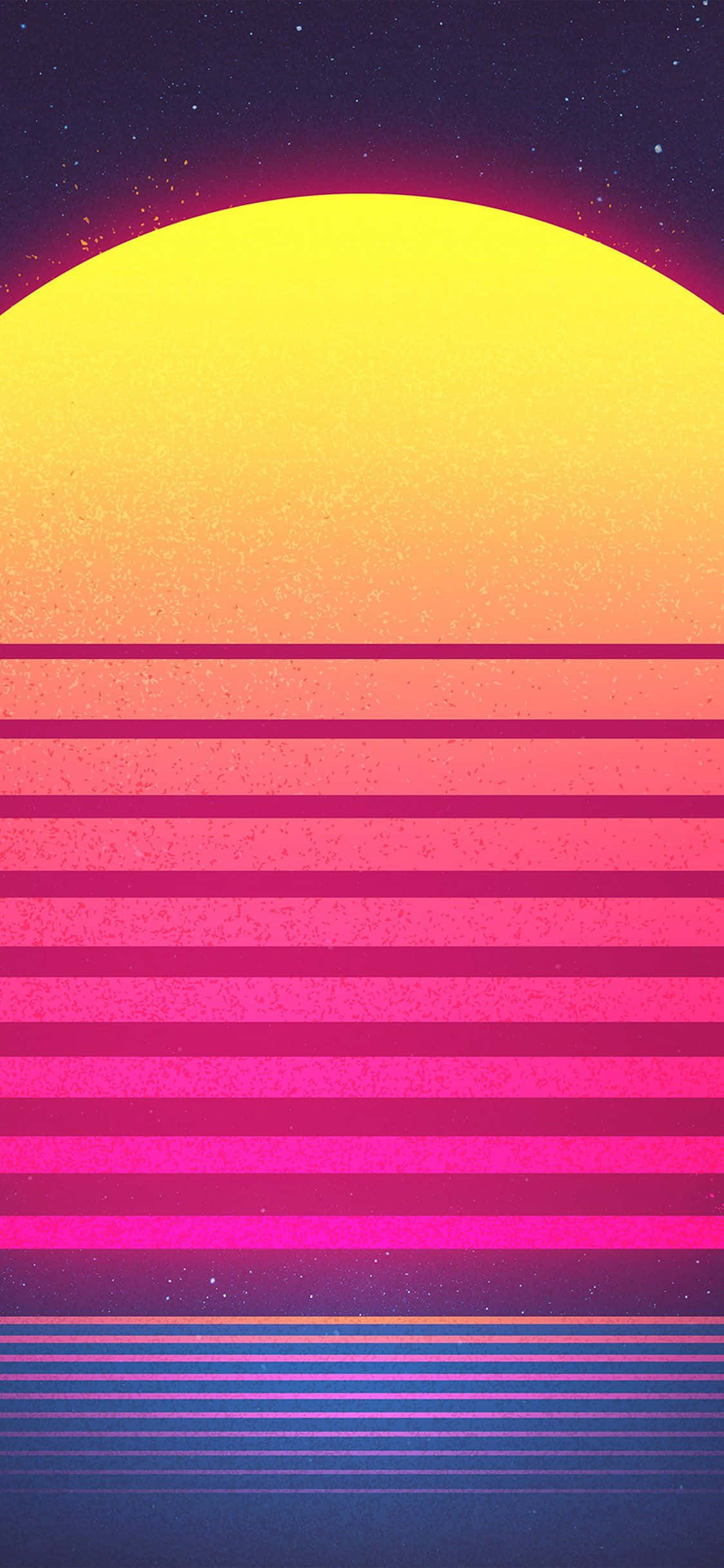isang retro sunset kasama ang isang pink at dilaw na background Wallpaper