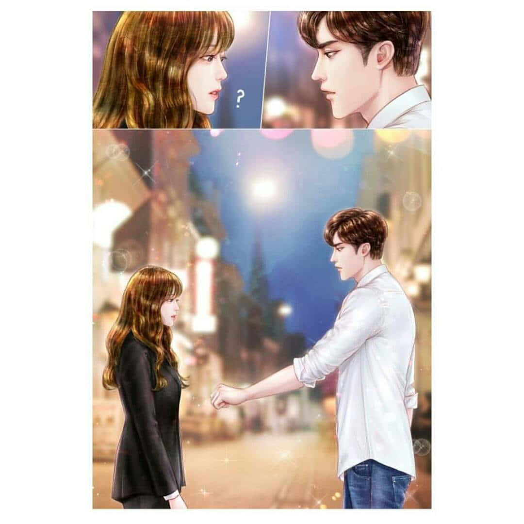 Isang romantikong magkasintahan na nagkakandong sa parke. Wallpaper