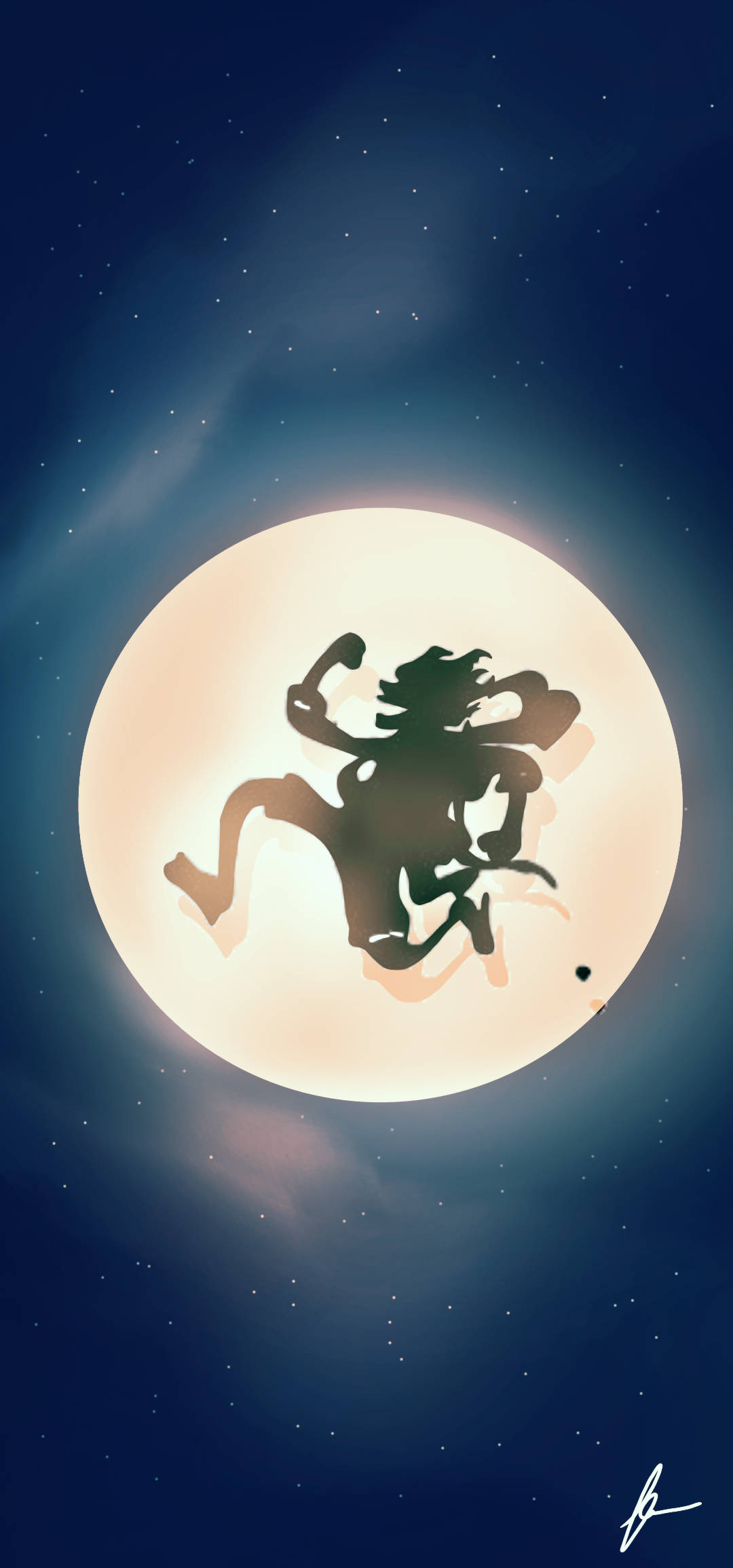 isang silhouette ng isang lalaki sa buwan Wallpaper