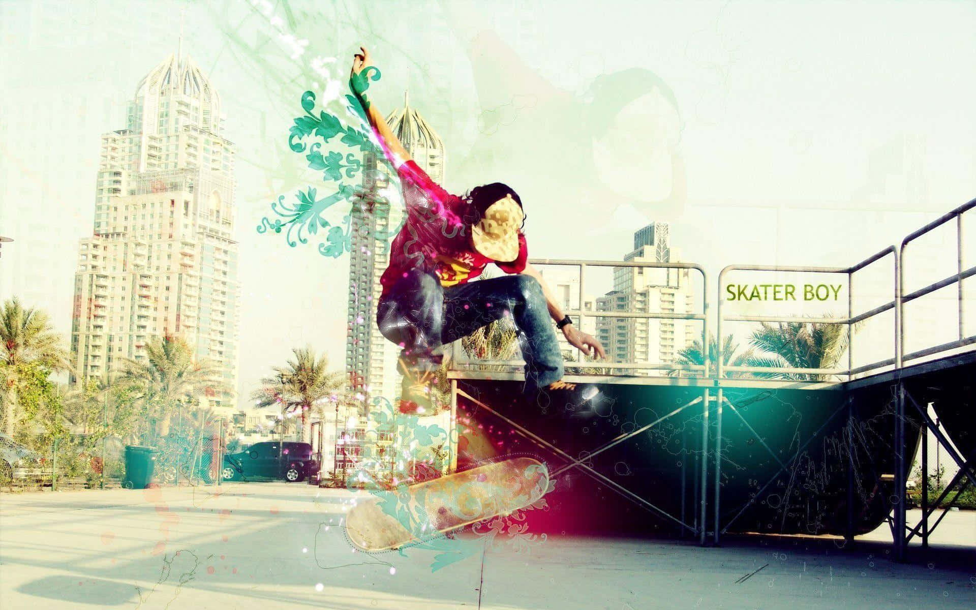 isang skateboarder ang gumagawa ng tricks sa isang ramp Wallpaper