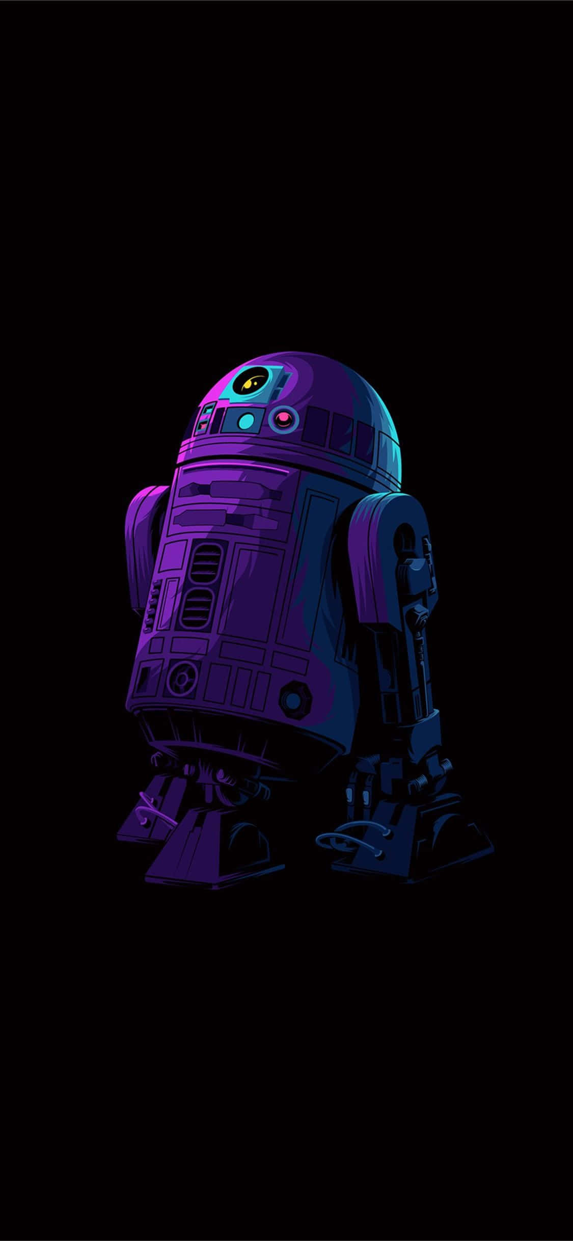 isang star wars r2d2 sa isang itim na background Wallpaper