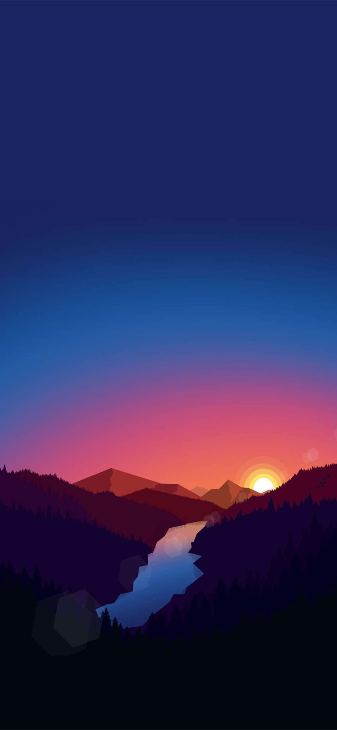 isang sunset sa ibabaw ng isang mountain landscape Wallpaper