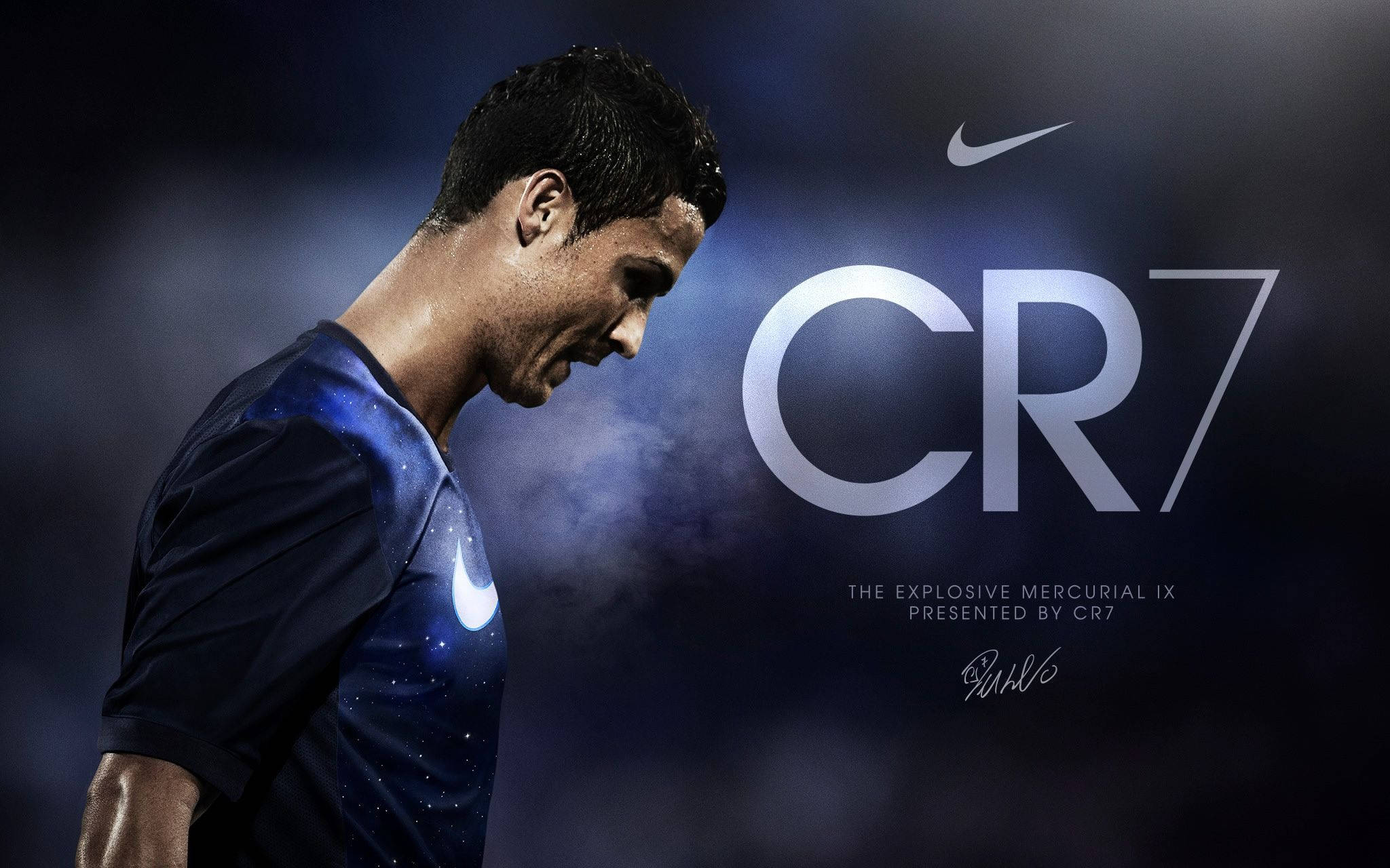 Isinusuot ni Cristiano Ronaldo ang iconic na Nike CR7 jersey Wallpaper