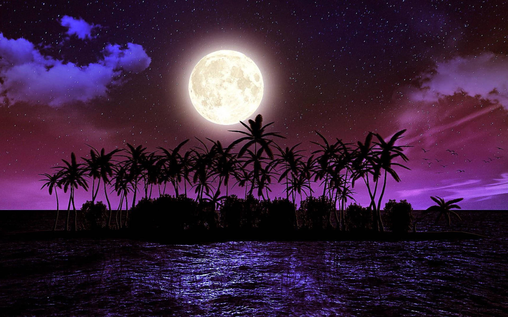 Isla sa Ilalim ng Buwan ng Galakya Wallpaper