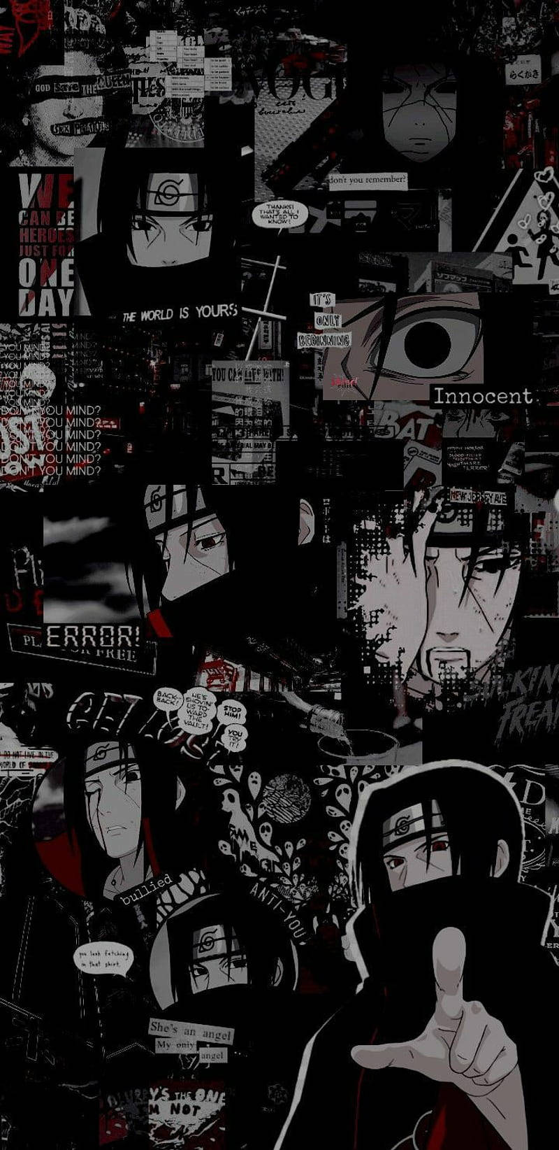 Itachi Collage Aesthetic na Anime para sa iPhone Wallpaper