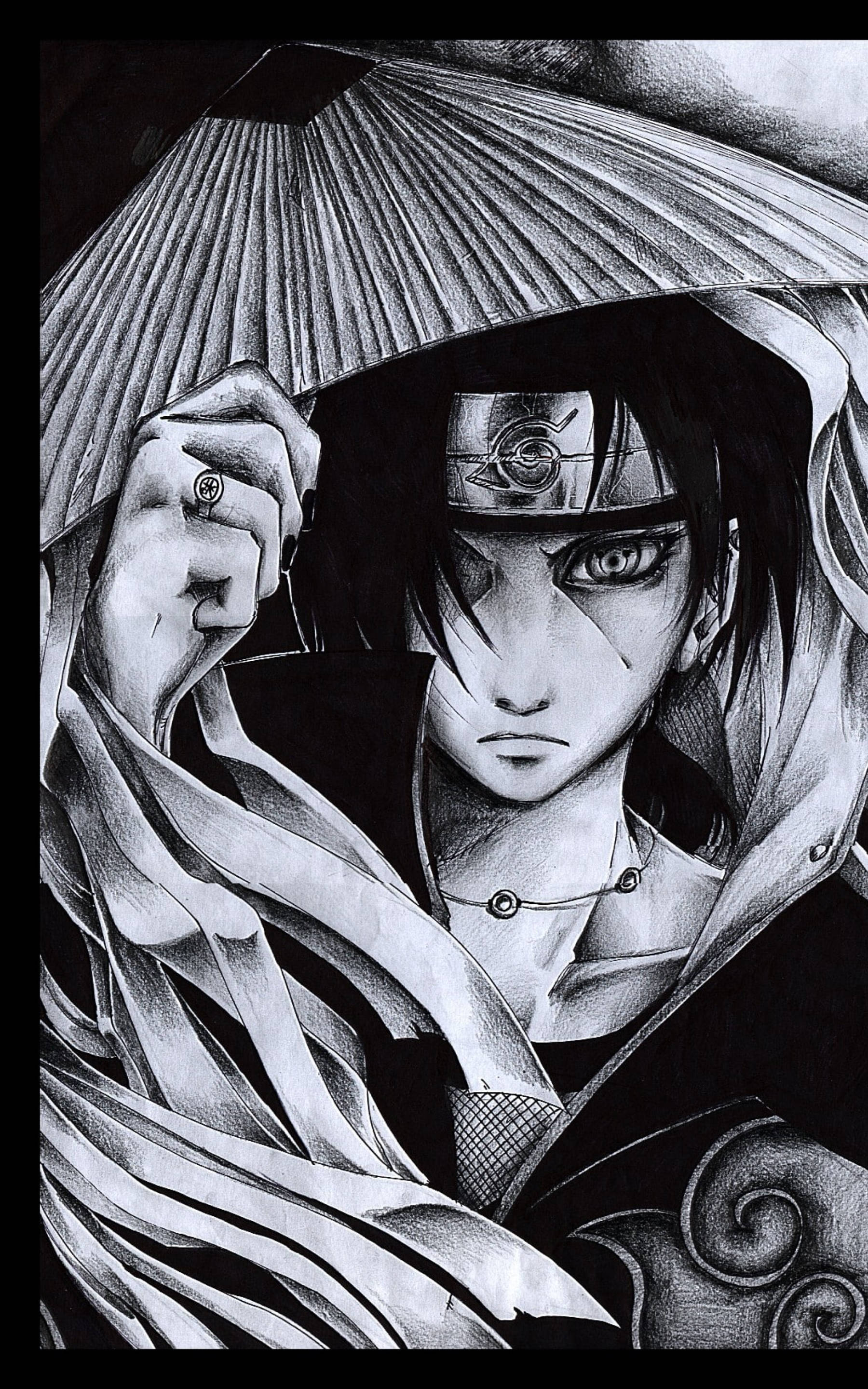 Si Itachi Sa Black Ink Drawing Wallpaper