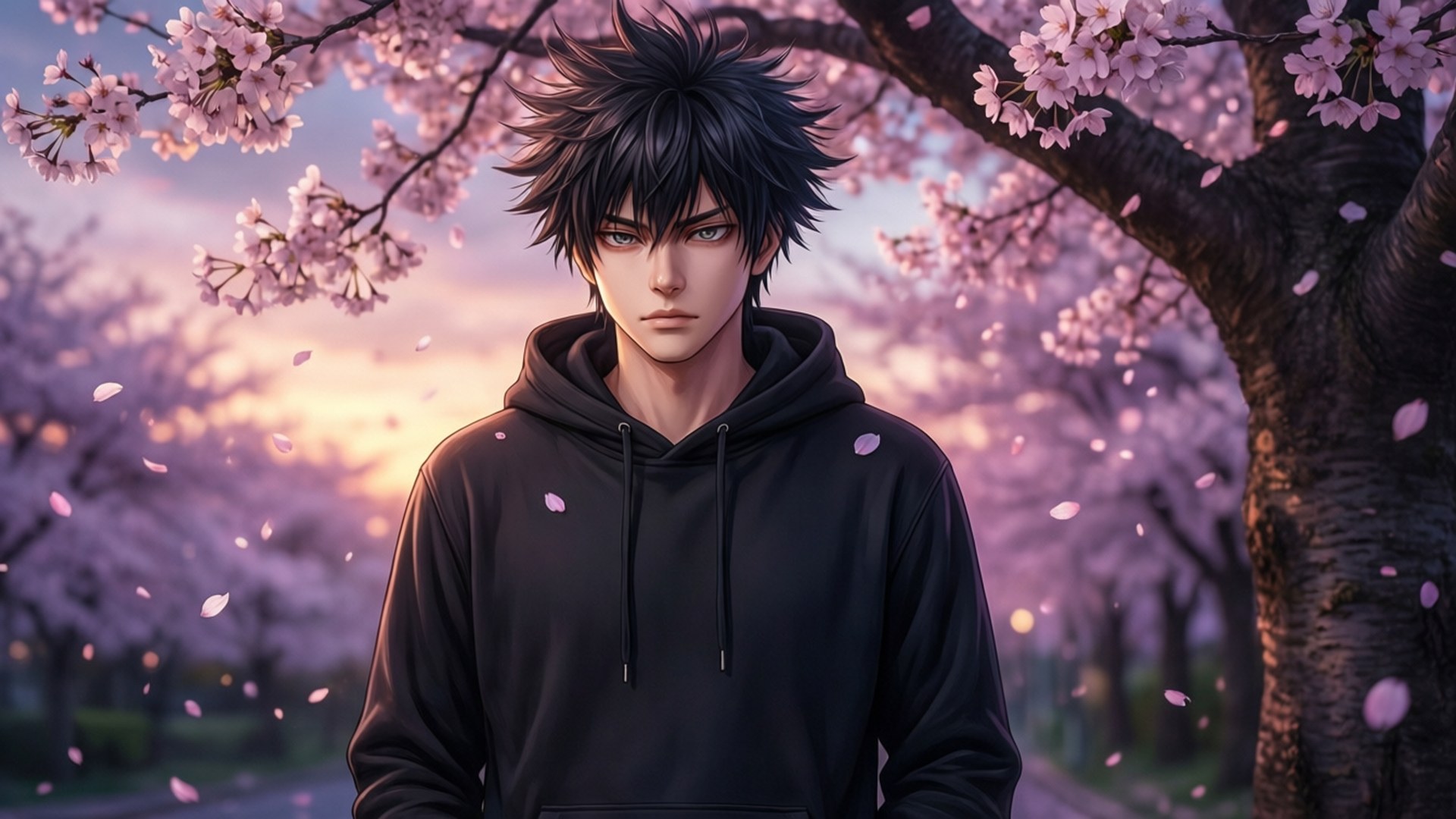 Itadori sa Ilalim ng Langit ng Sakura Wallpaper