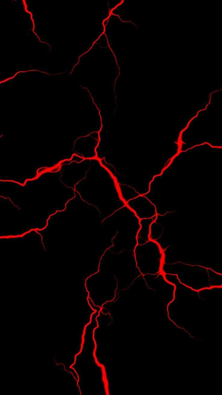 Itim at Pulang Neon na Kidlat sa Telepono Wallpaper