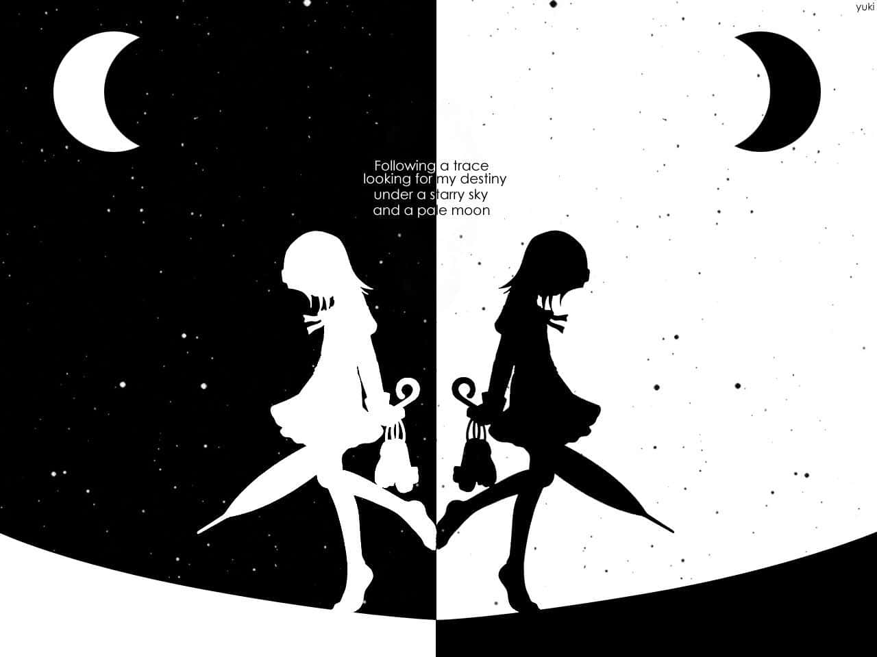 Itim at Puti na Anime Aesthetic PC Wallpaper