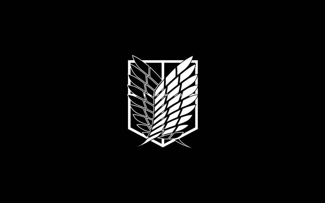 Itim at Puting Logo ng Attack on Titan Wallpaper