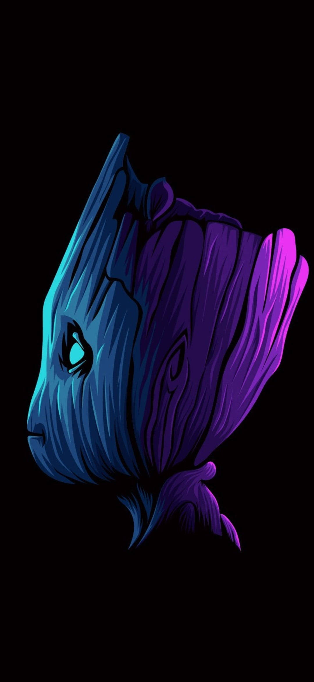 Itim na AMOLED na Groot Wallpaper