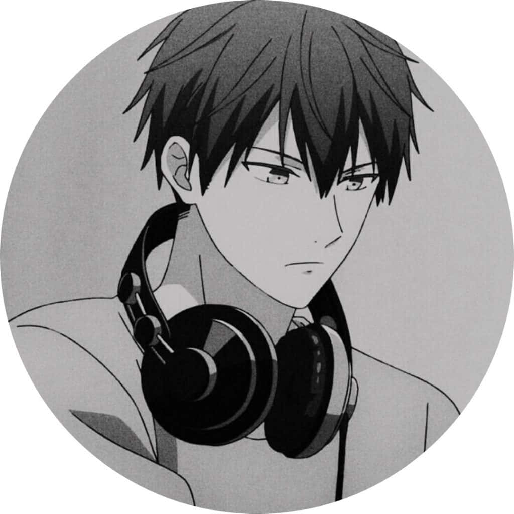 Itim na Anime na Profile Picture na May Headphone Wallpaper