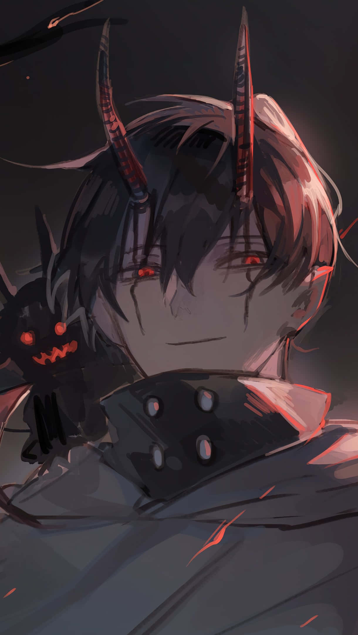 Itim na Anime Profile ng Demonyong Lalaki Wallpaper