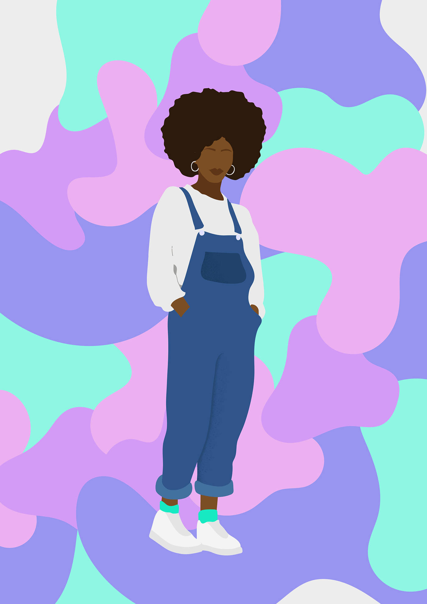 Itim na Babaeng Baddie na Nakasuot ng Overalls Wallpaper