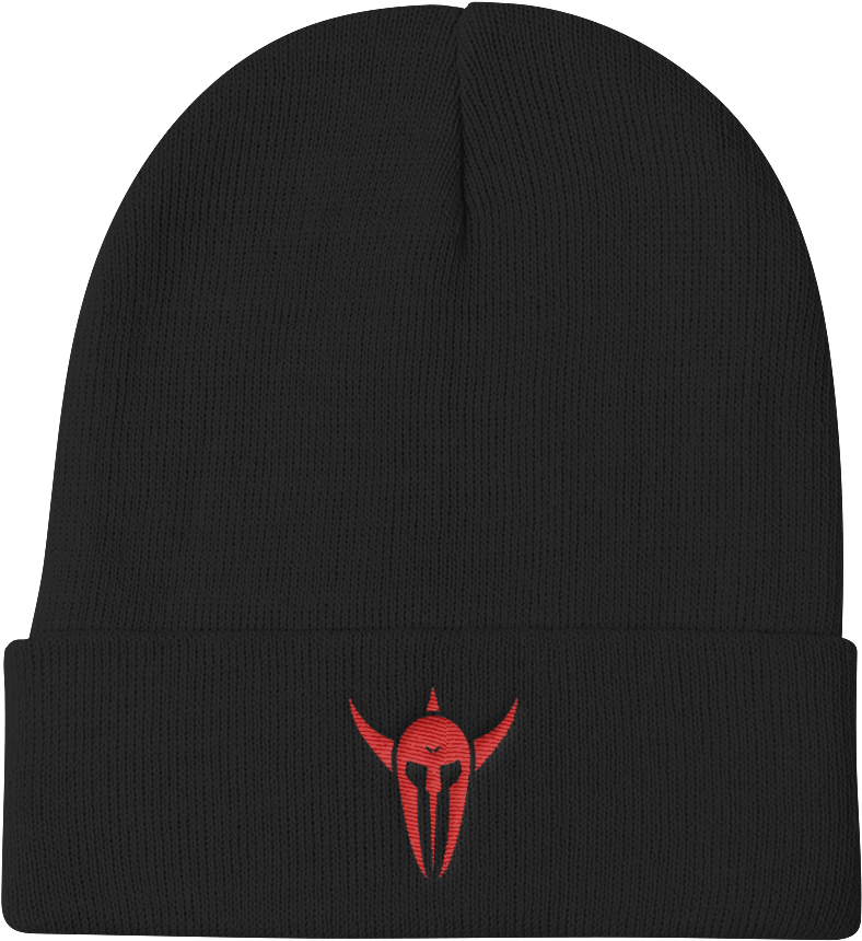 Itim na Beanie na May Pulang Logo na Disenyo Wallpaper