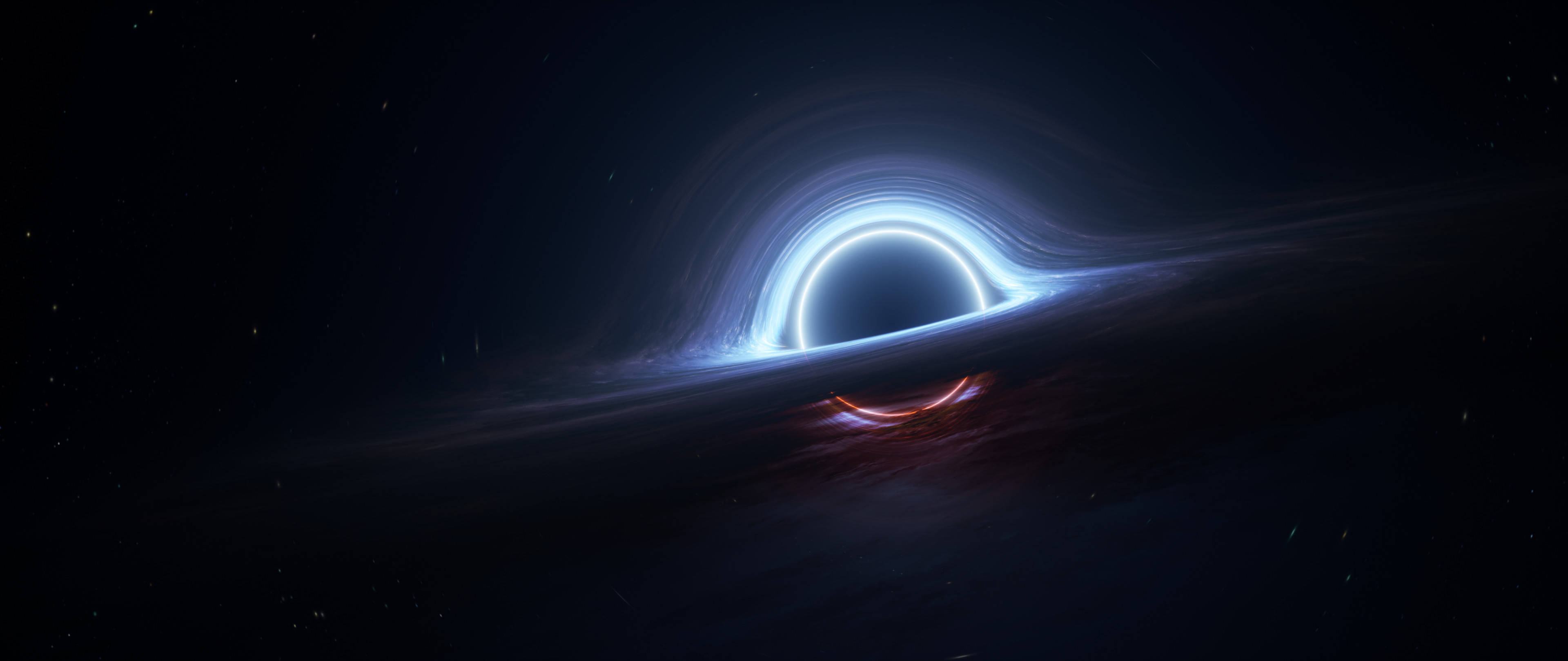 Itim na Butas na may Asul na Event Horizon sa 4K Wallpaper