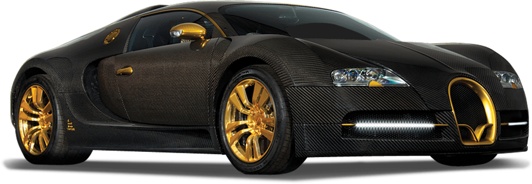 Itim na Gintong Bugatti Veyron Side View Wallpaper