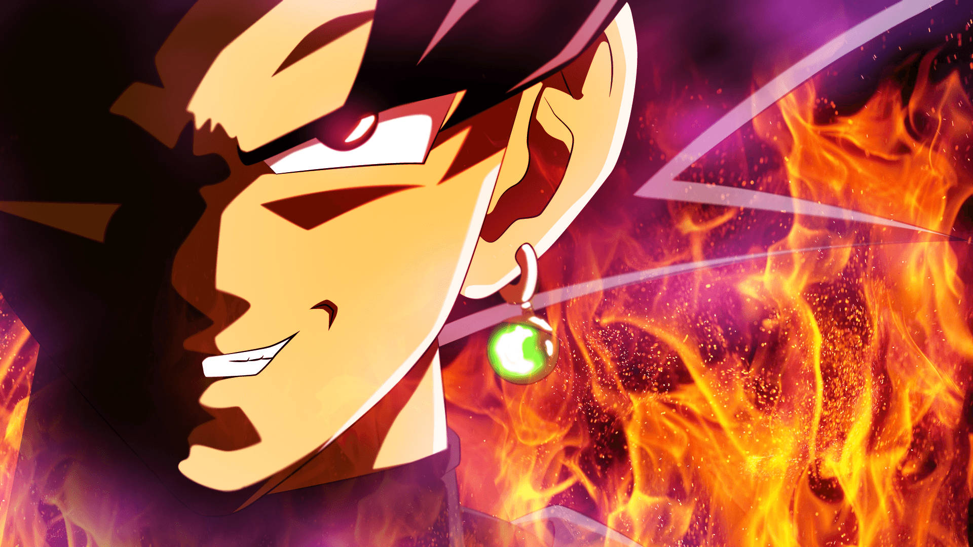 Itim na Goku sa Nagliliyab na Apoy Wallpaper