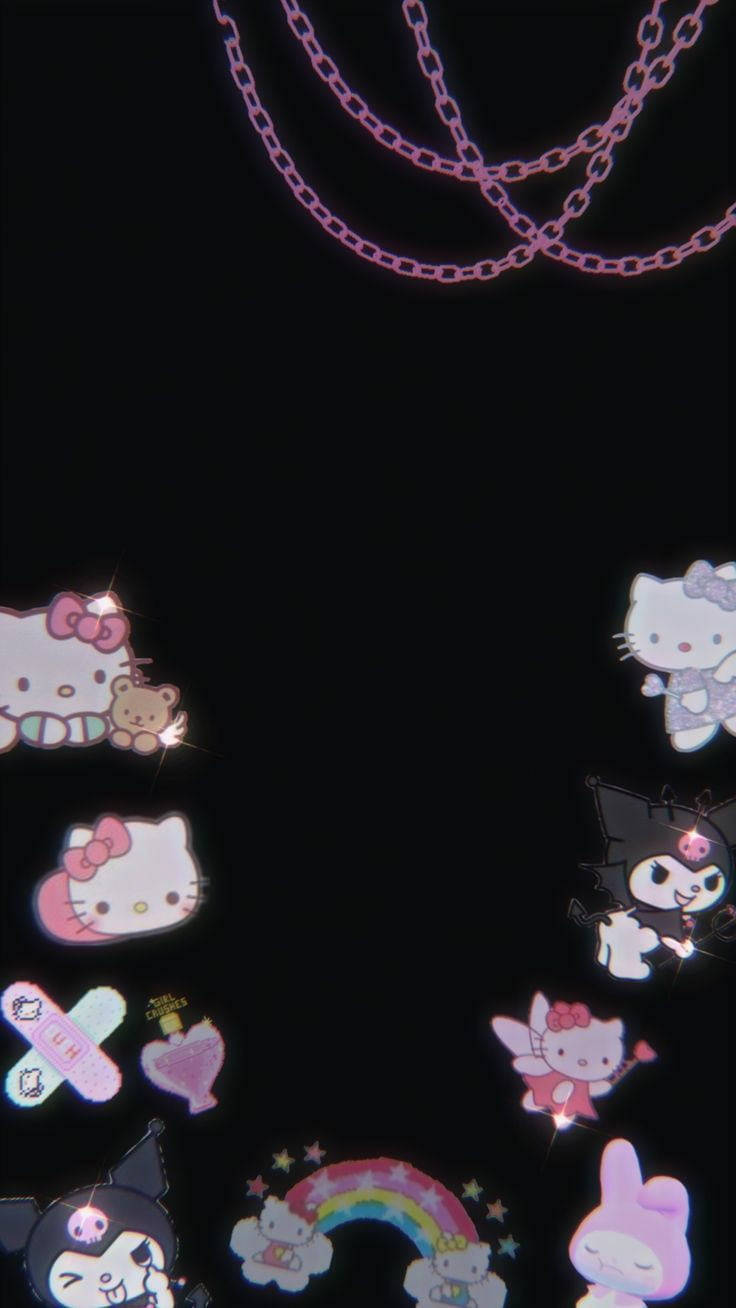 Itim na Hello Kitty at Iba Pang Sanrio Characters Wallpaper