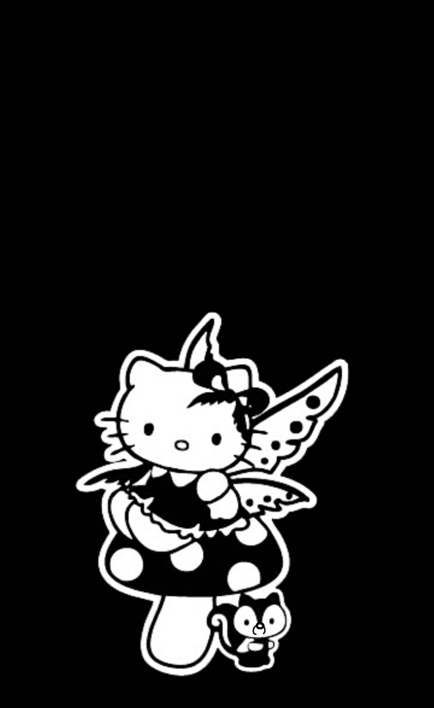 Itim na Hello Kitty na Naka-Fairy Costume Wallpaper