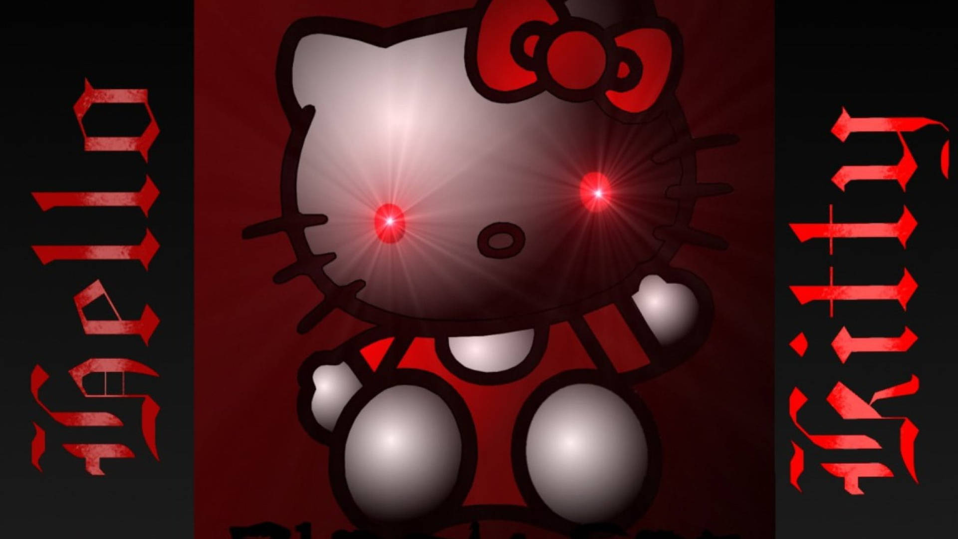 Itim na Hello Kitty na May Pulang Mata Wallpaper