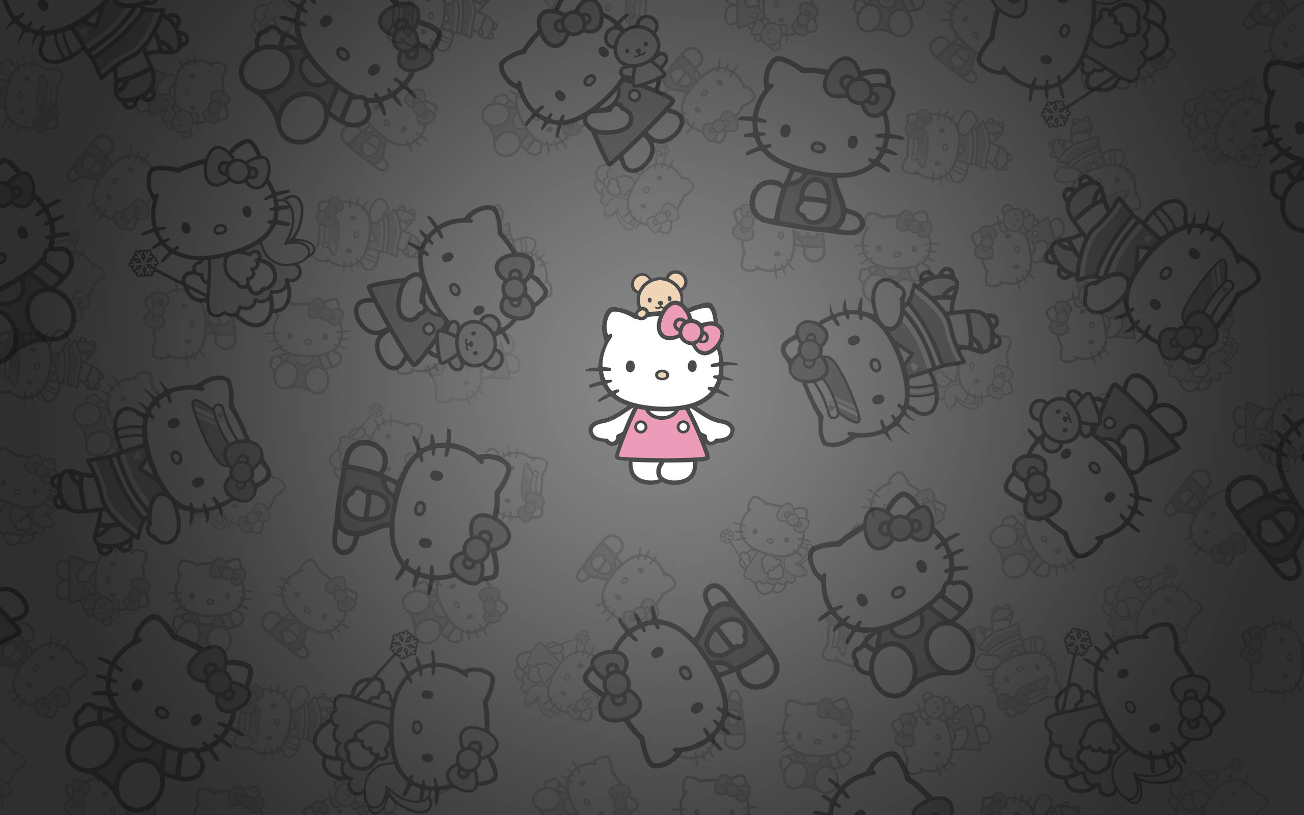 Itim na Hello Kitty na may Munting Chum Wallpaper