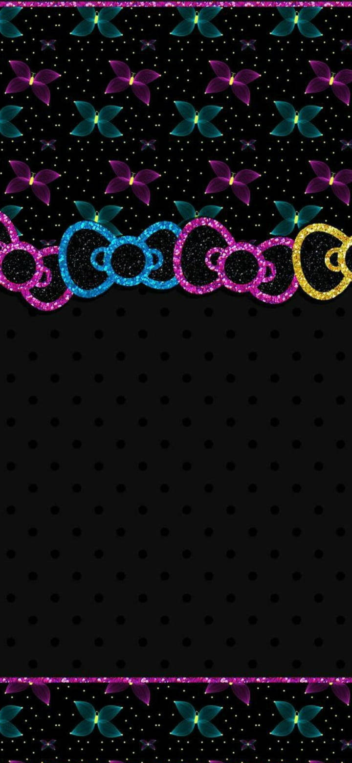 Itim na Hello Kitty Ribbons Wallpaper