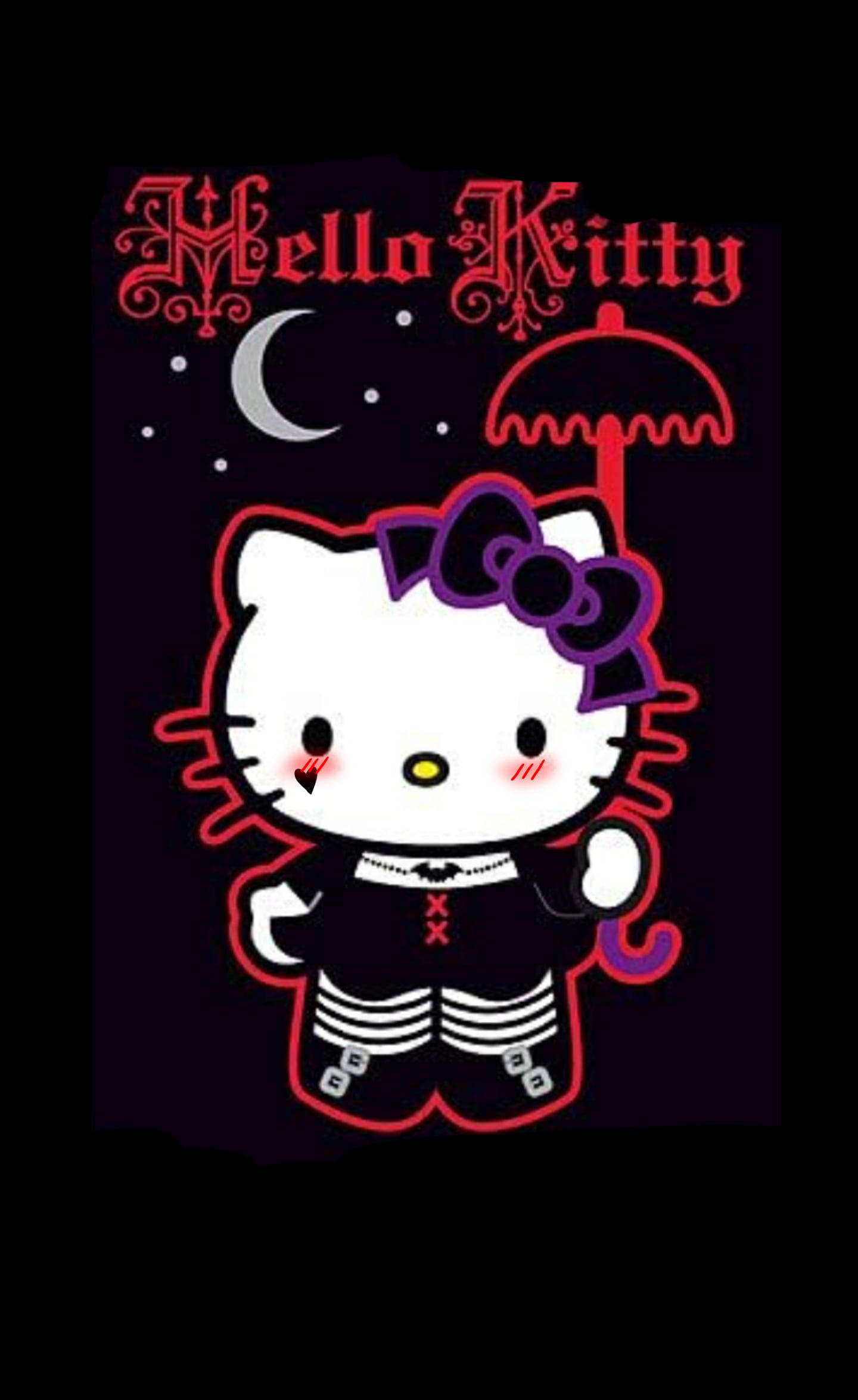 Itim na Hello Kitty na Naka-Scene Costume Wallpaper
