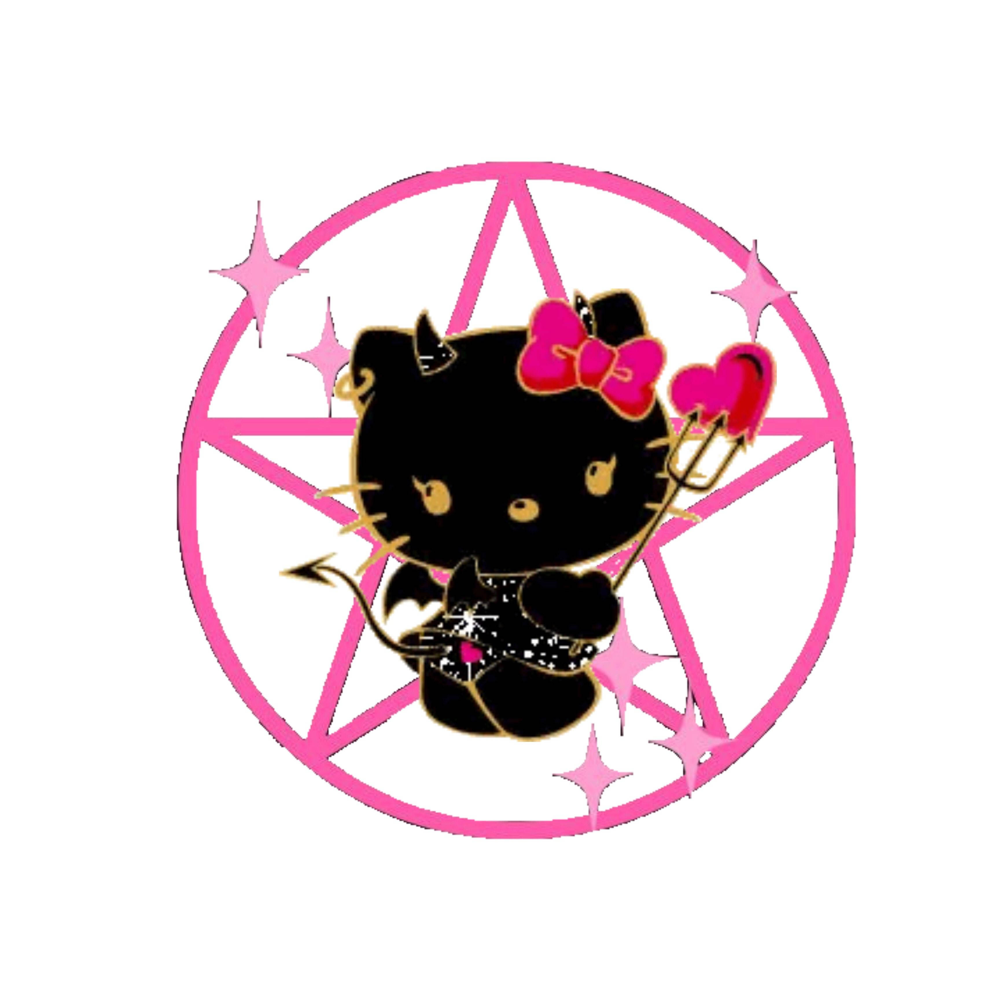Itim na Hello Kitty Halloween na Bituin na Simbolo Wallpaper